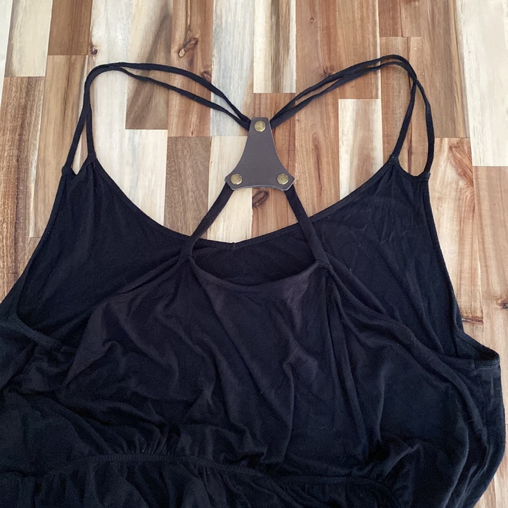 Amazing Vintage Lane Bryant Asymmetrical Hem Dress w/ Faux Leather - Picture 4 of 5